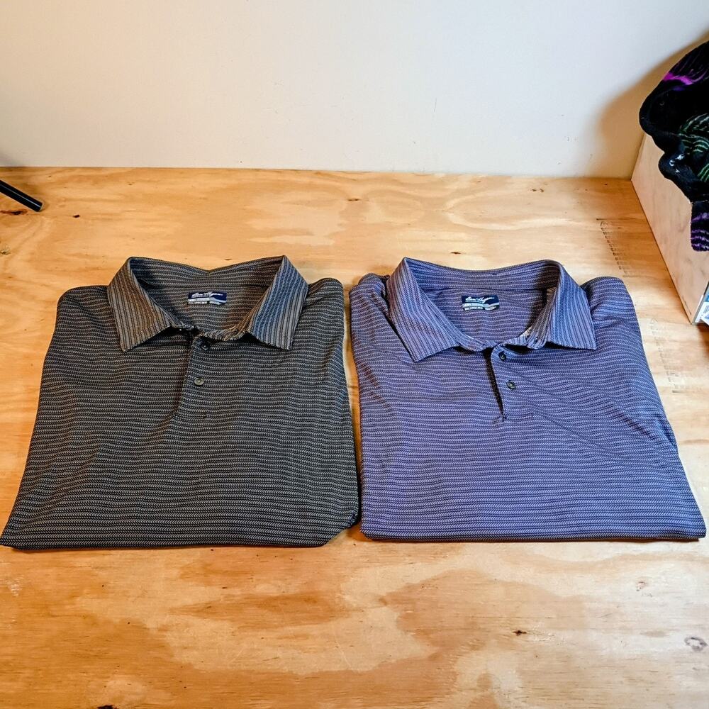 Lot 2 Ben Hogan Performance Mens 3XL Golf Polo Shirts Gray Purple Herringbone